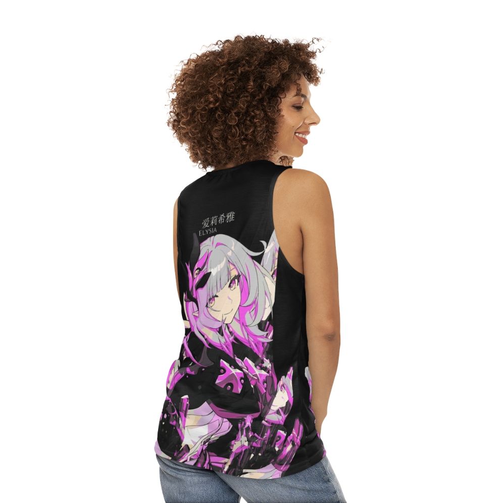 Reflective crystal unisex tank top with fantasy and anime design - women back