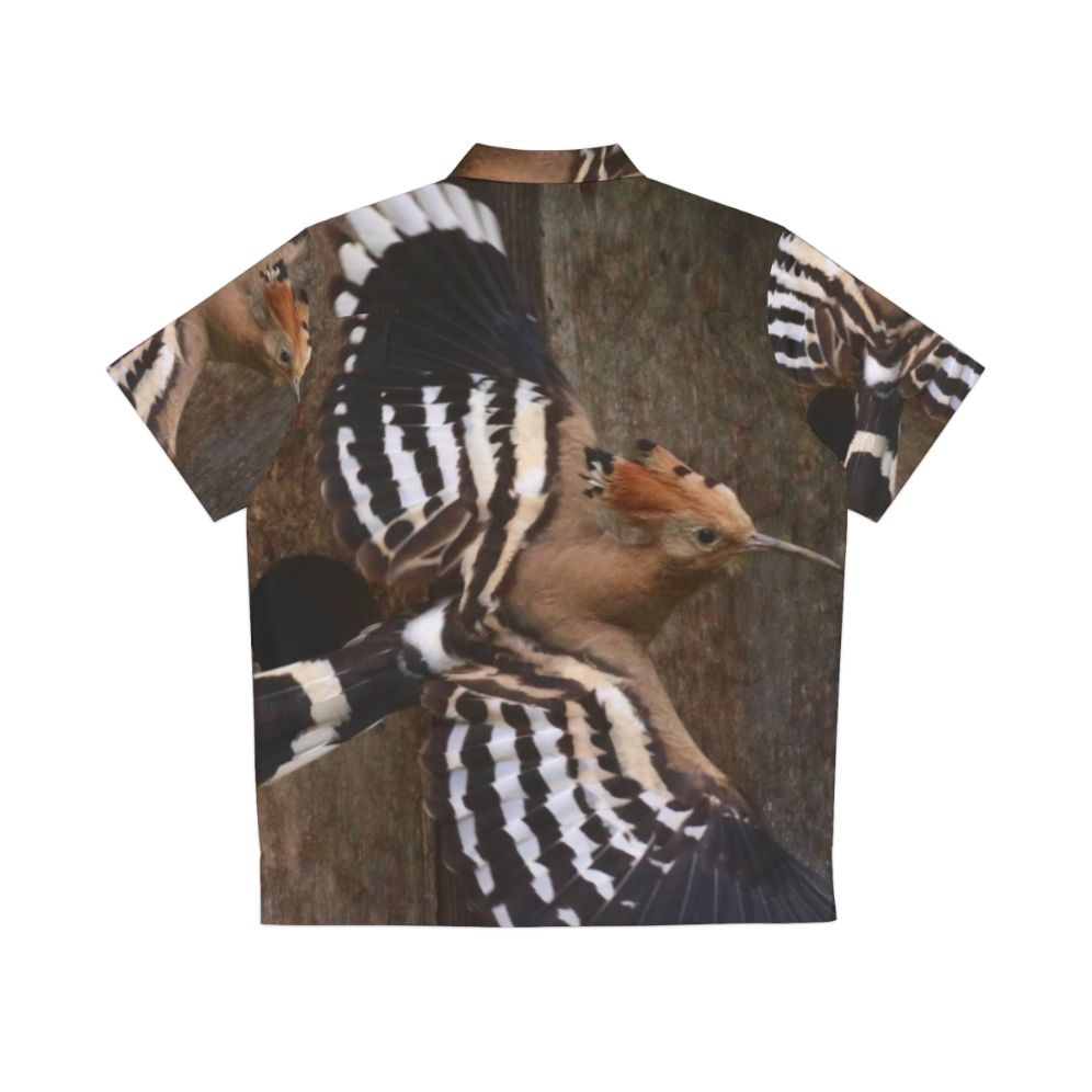 Hoopoe bird in flight printed on a Hawaiian-style shirt - Back