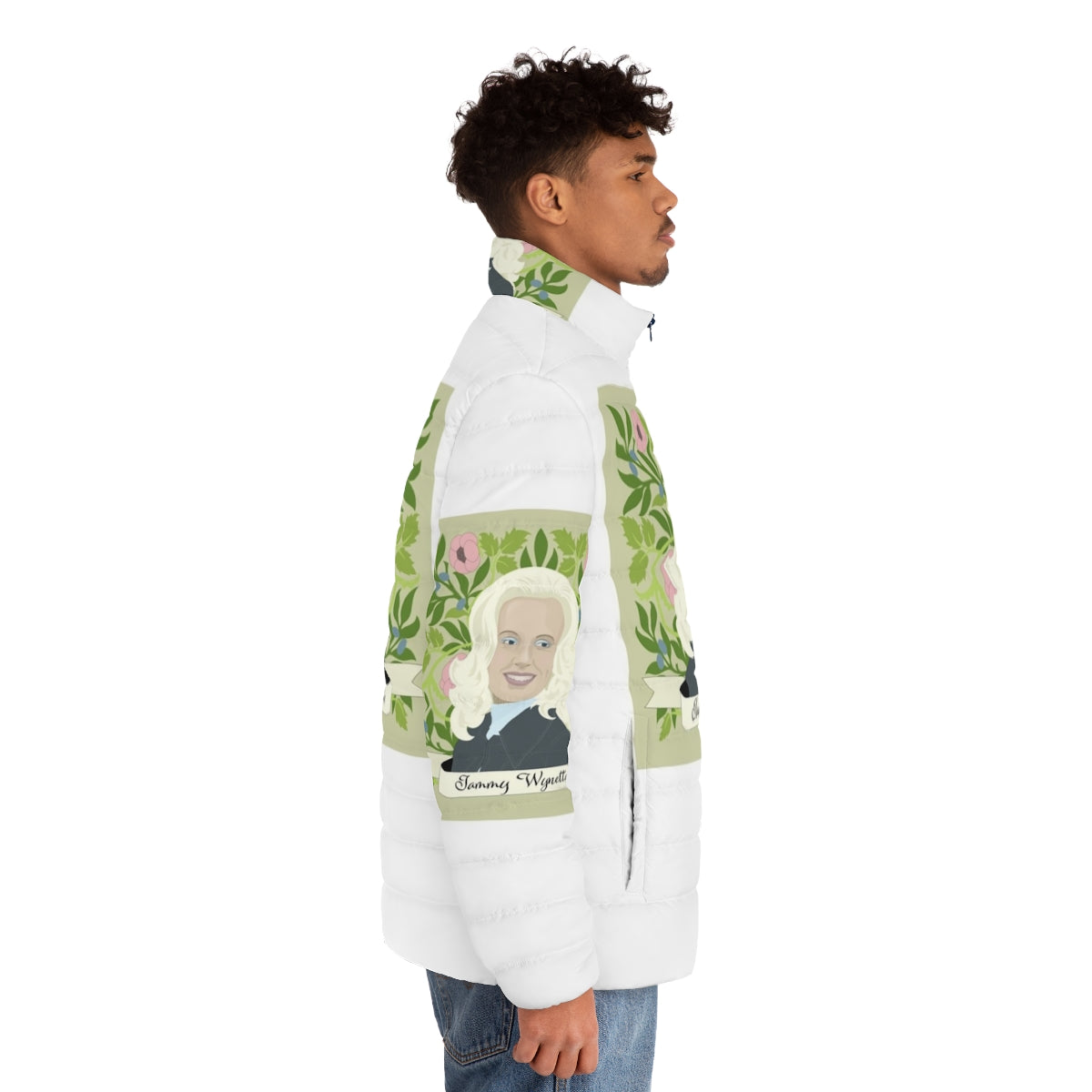 Tammy Wynette inspired floral puffer jacket - men side right