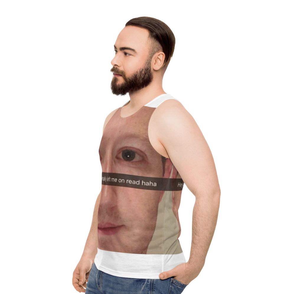 Mark Zuckerberg Snapchat Meme Unisex Tank Top - men side