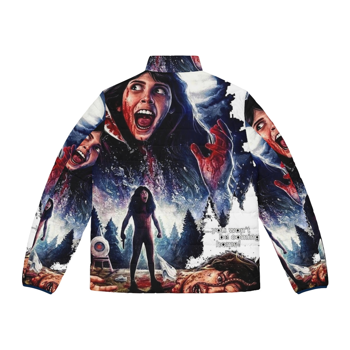 Sleepaway Camp horror movie-inspired puffer jacket with retro design - Back