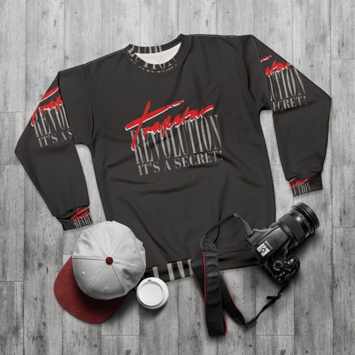 Trapstar Revolution Sweatshirt in Red and Black - flat lay