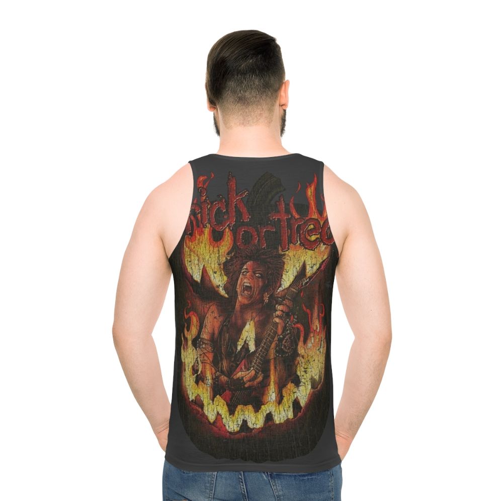 Heavy metal tank top with horror movie and 80s design - men back