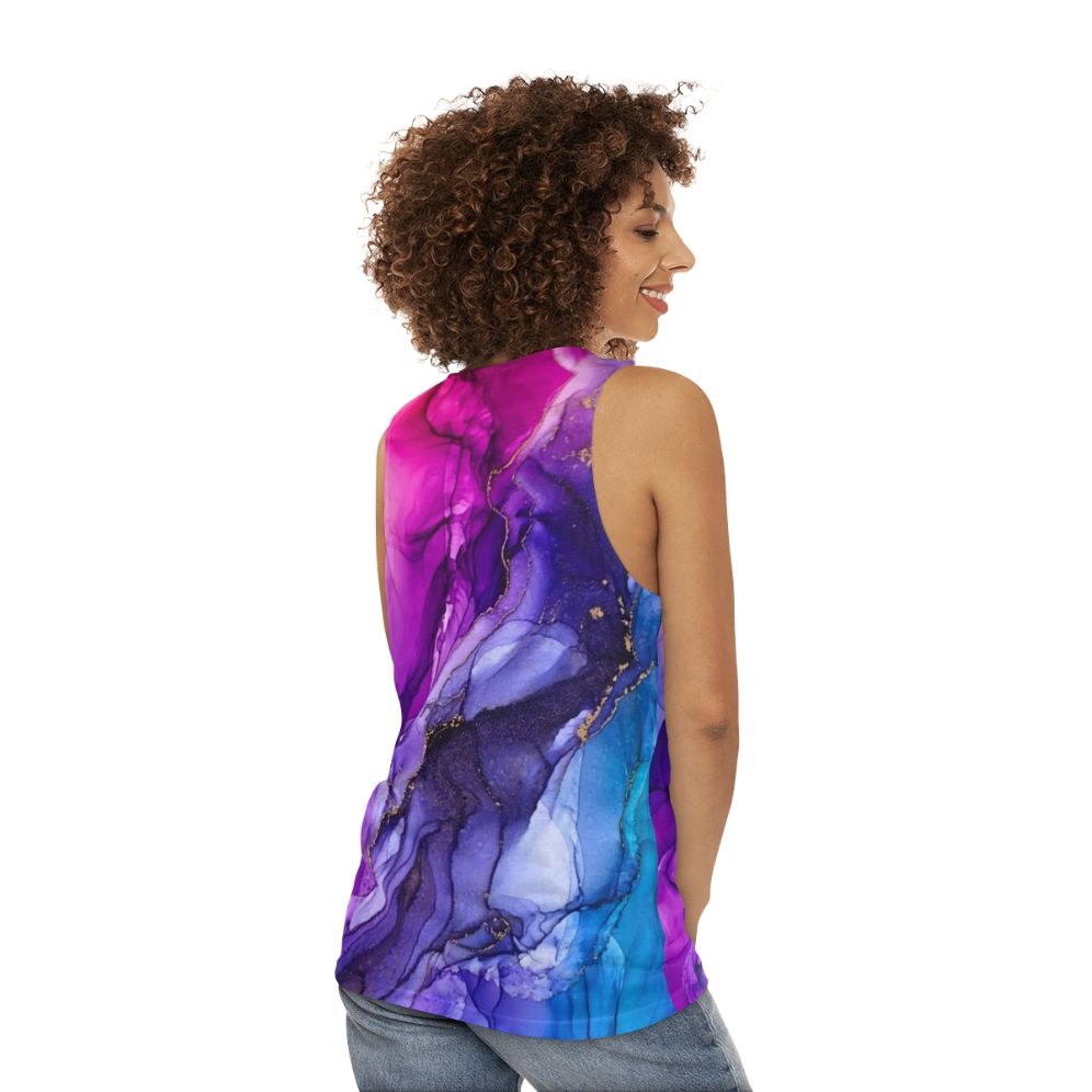 Vibrant rainbow ombre abstract unisex tank top - women back