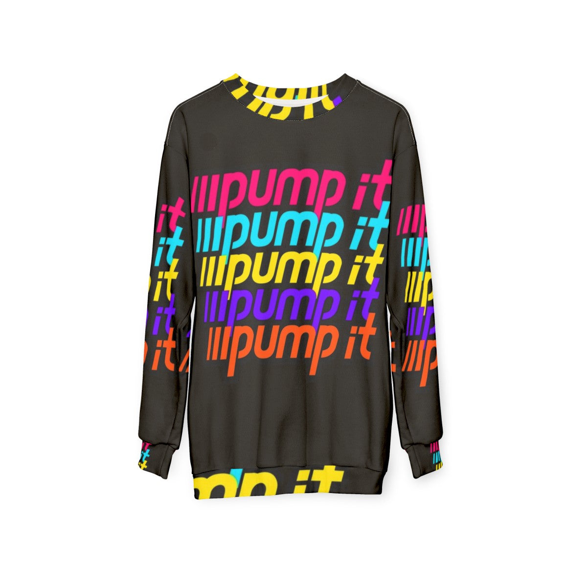 Retro 80s/90s neon pink "I Wanna Pump It" sweatshirt - hanging