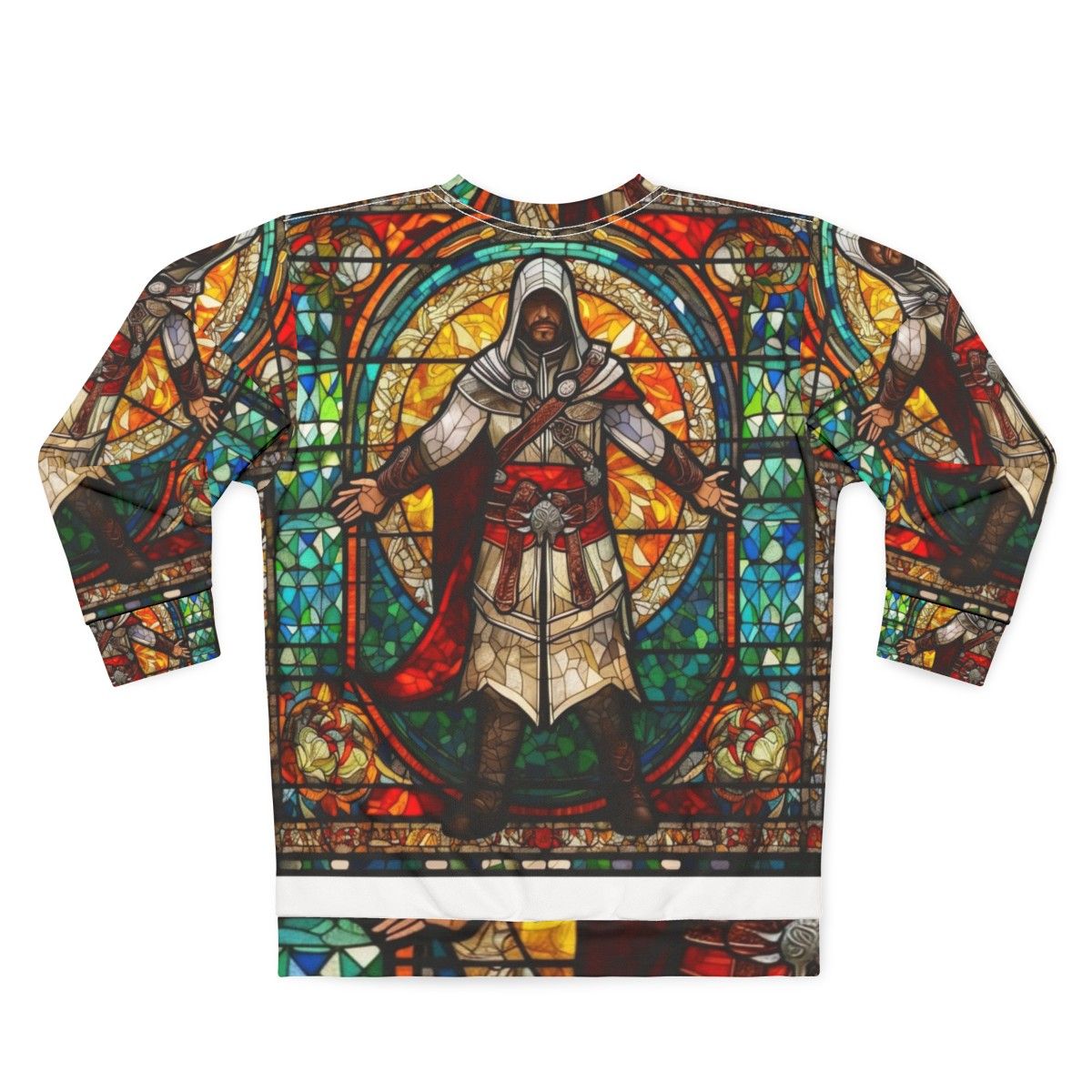 Assassin's Creed inspired sweatshirt with stained glass church window mosaic design - Back