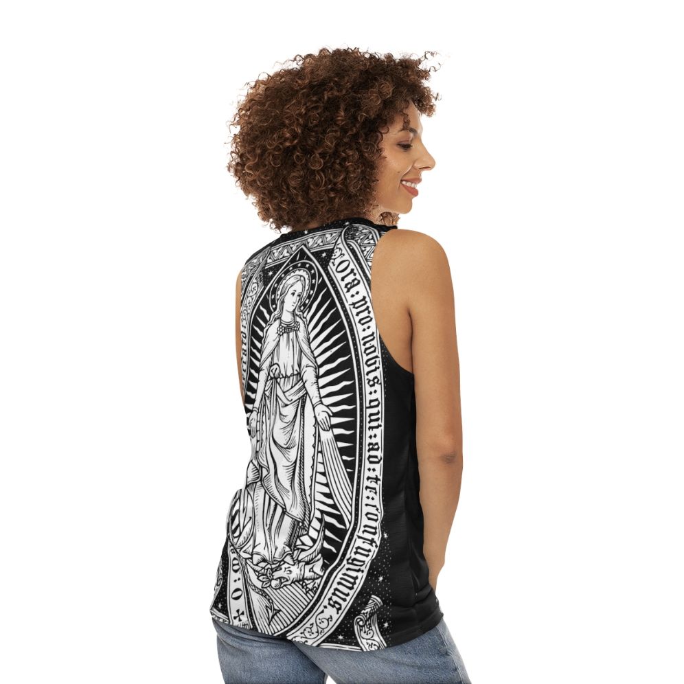 Vintage Virgin Mary Engraved Unisex Tank Top - women back