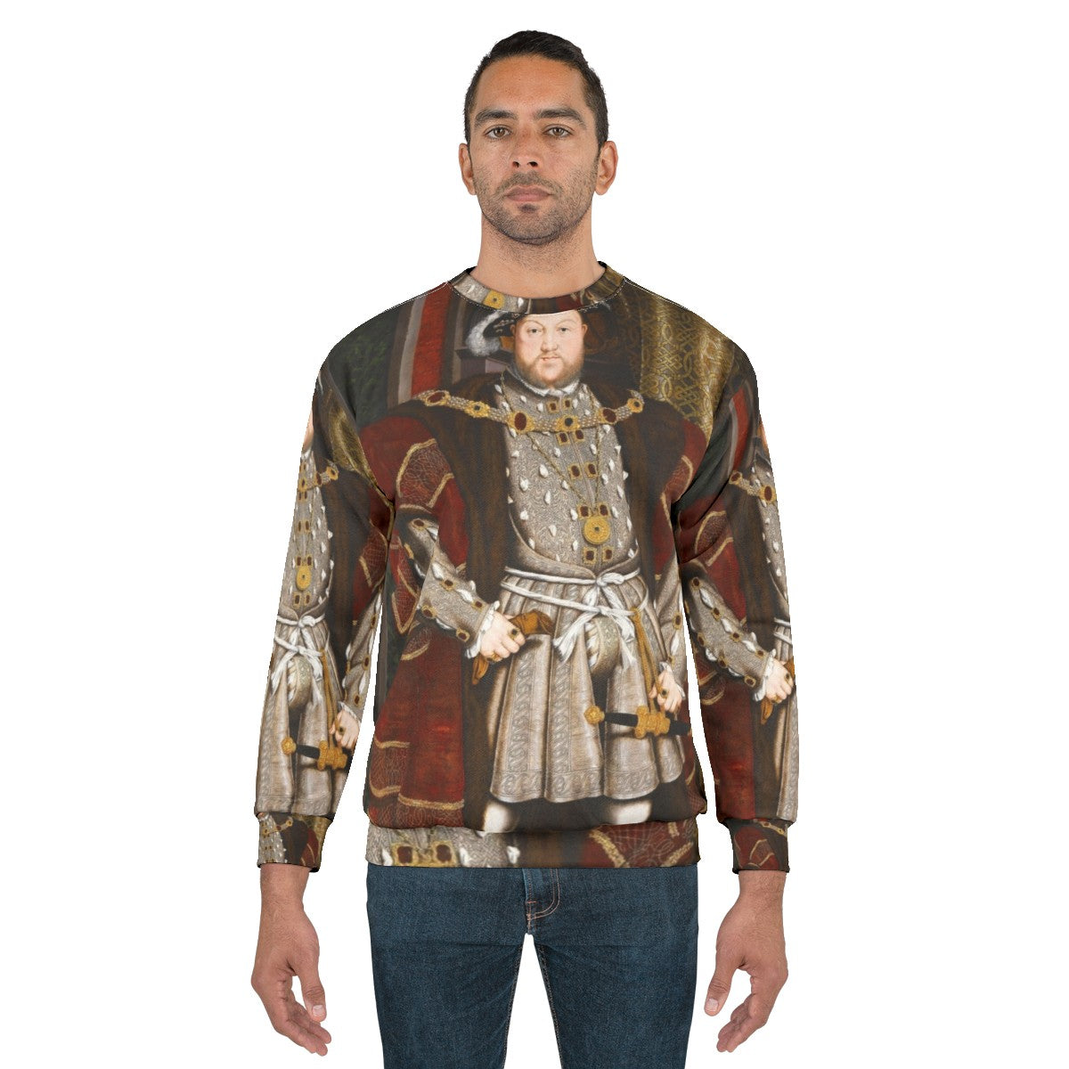 Henry VIII Tudor Monarch Sweatshirt with Iconic Holbein Portrait - men