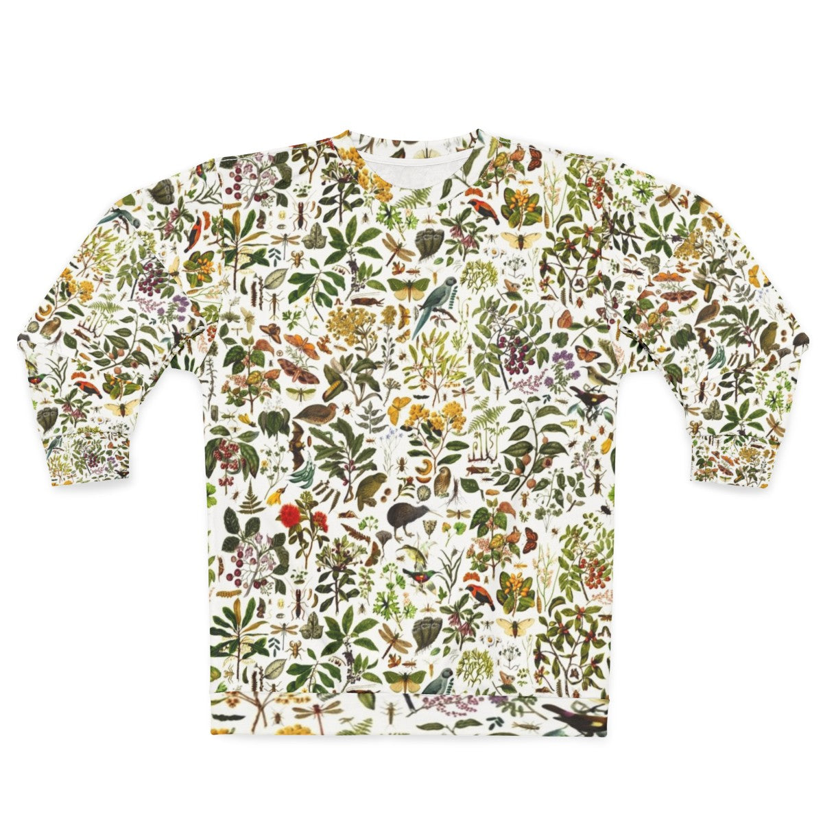 New Zealand Biology Sweatshirt featuring a repeating pattern of nature elements