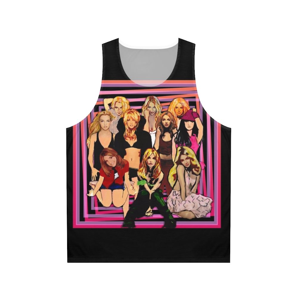 Retro pop art unisex tank top with 90s music references