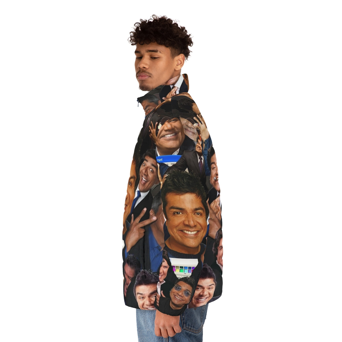 George Lopez 3.0 Puffer Jacket with Vaporwave and Windows XP inspired graphics - men side left