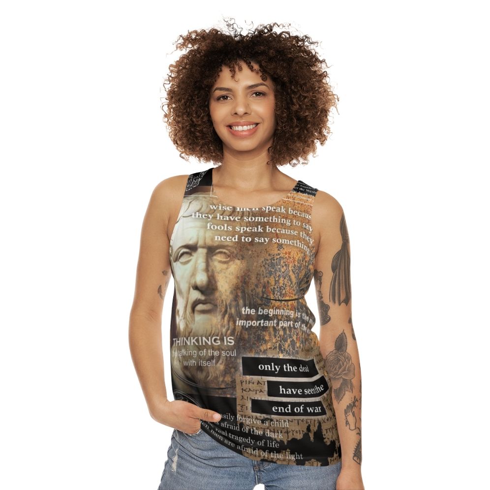 Plato Unisex Tank Top featuring Greek philosopher design - women