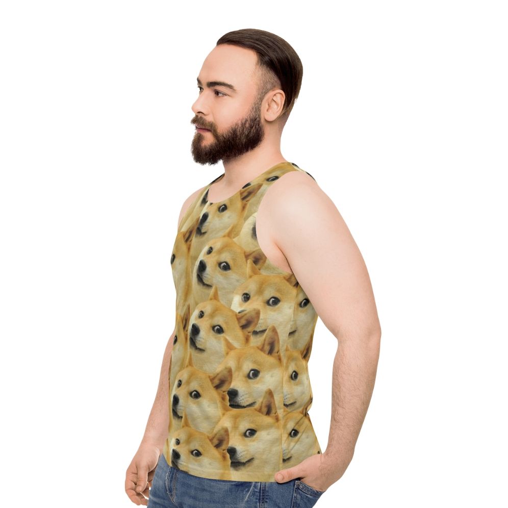 Doge Unisex Tank Top with Shiba Inu Meme Design - men side