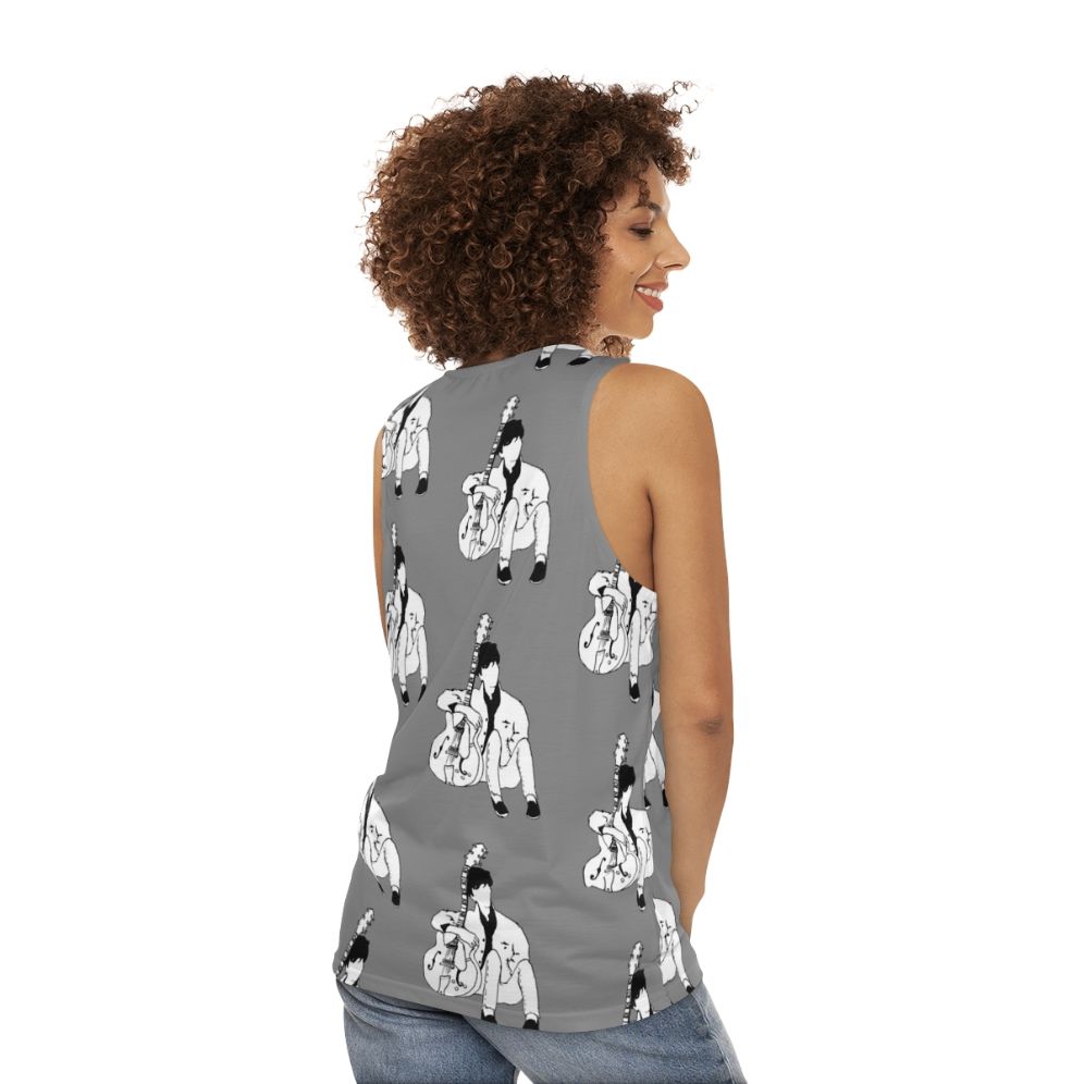 Johnny Marr of The Smiths 80s Music Unisex Grey Tank Top - women back