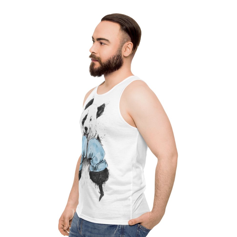 Unisex panda boxer tank top with funny animal print design - men side