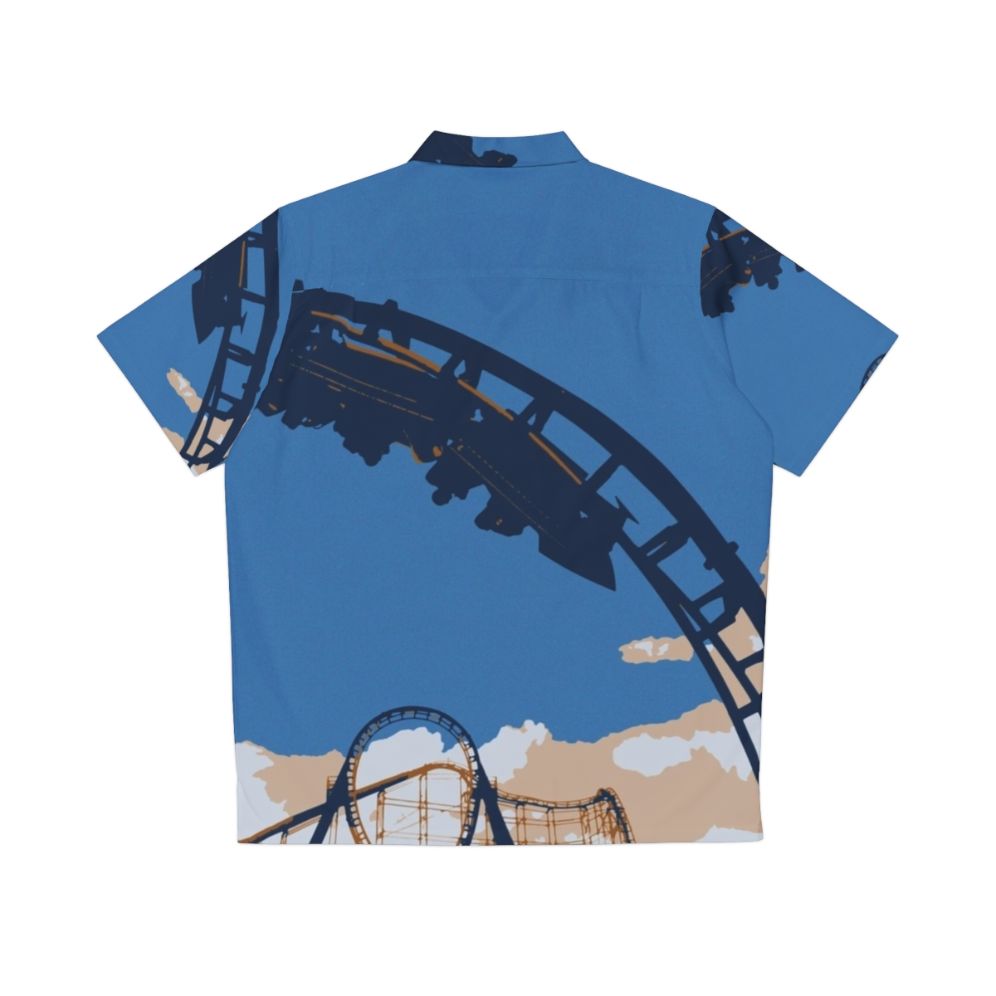 Vintage Vortex 1987 Hawaiian Shirt featuring roller coaster design - Back