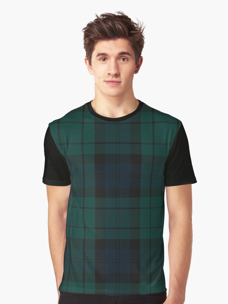 Black Watch tartan graphic t-shirt with Scottish clan tartan pattern - Men