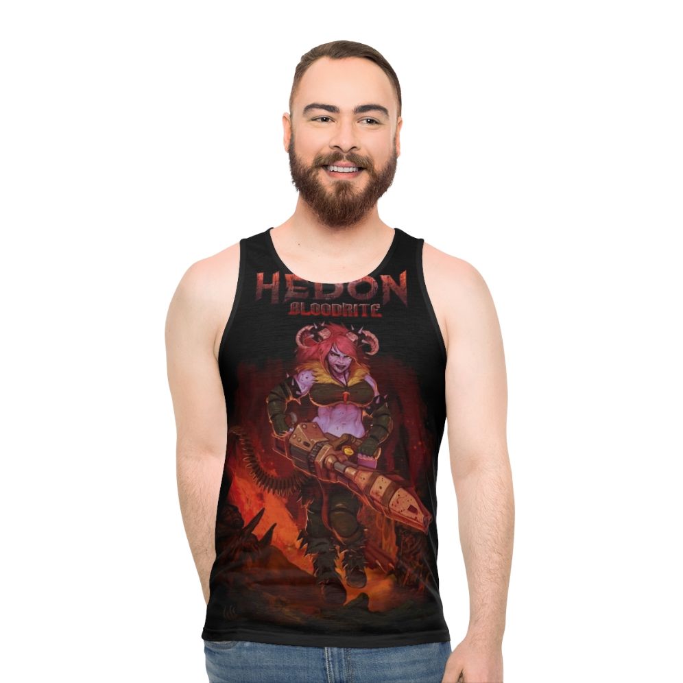 Fantasy gaming character demon retro splash unisex tank top - men