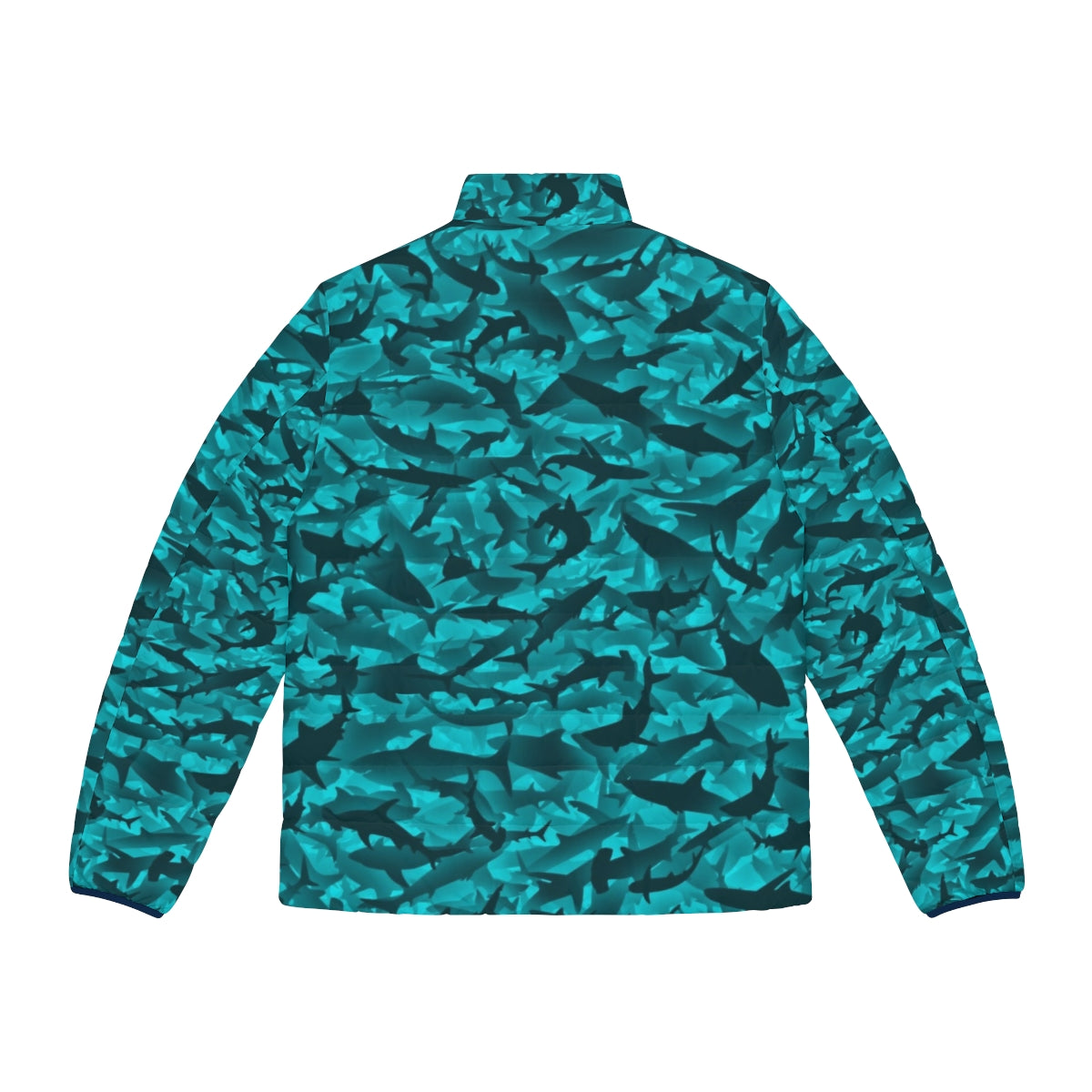 Sharks puffer jacket with camouflage pattern and tactical design - Back