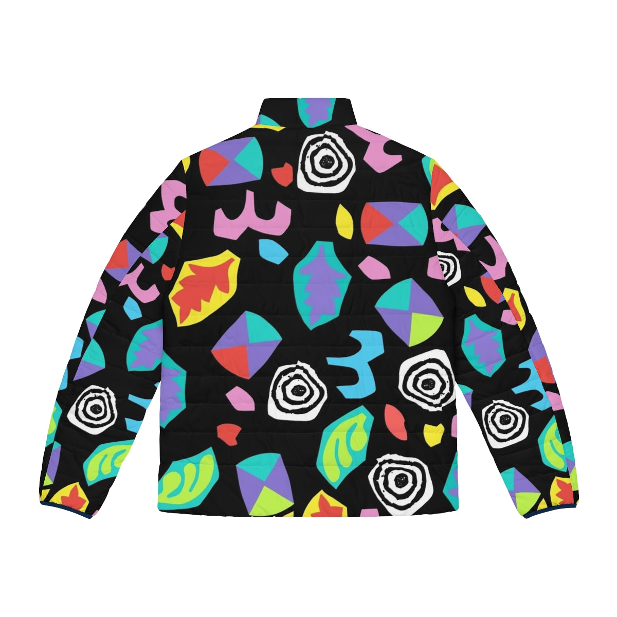 Stranger Things inspired puffer jacket with neon abstract design - Back