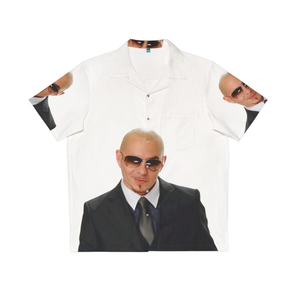 Pitbull themed Hawaiian shirt with tropical print and 305 branding