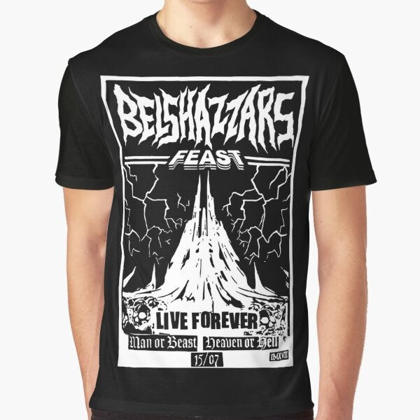 Belshazzar's Feast heavy metal graphic t-shirt with writing on the wall design