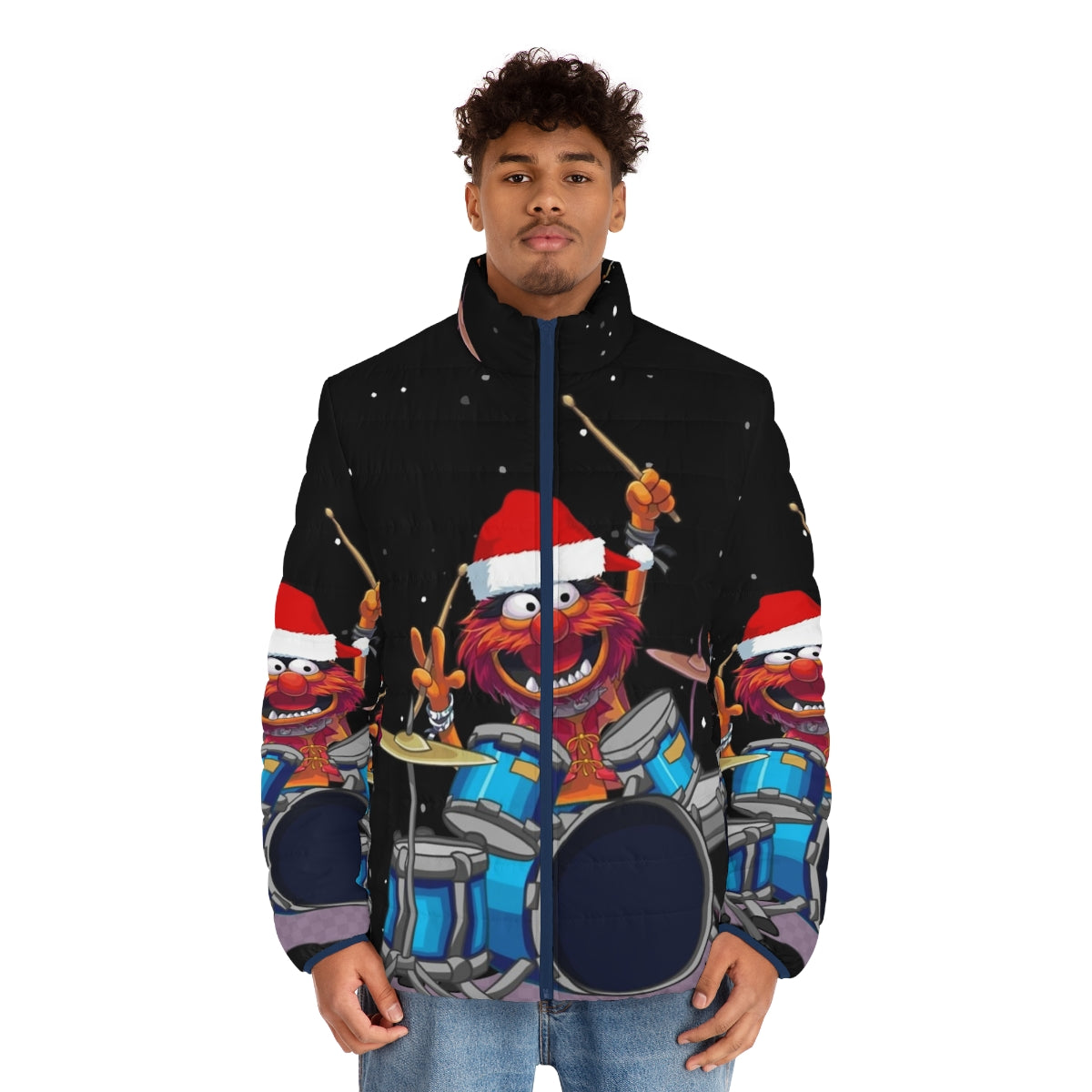 Muppet Animal Drummer Puffer Jacket for Christmas - men front