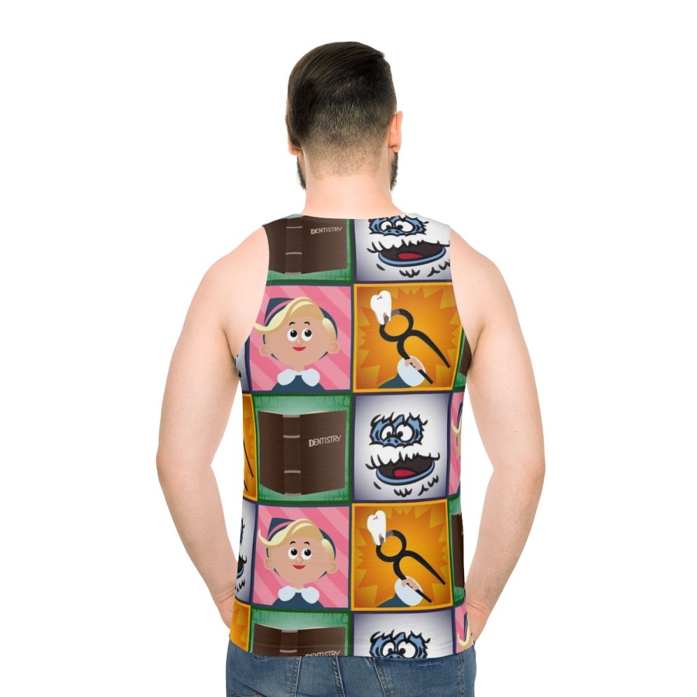 Hermey Squares Unisex Christmas Tank Top - men back