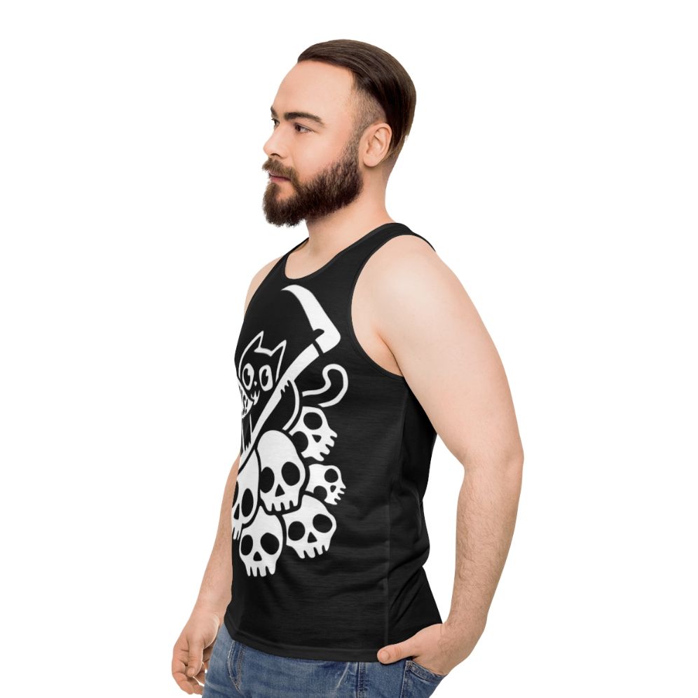 Grim Reaper Cat Unisex Tank Top - men side