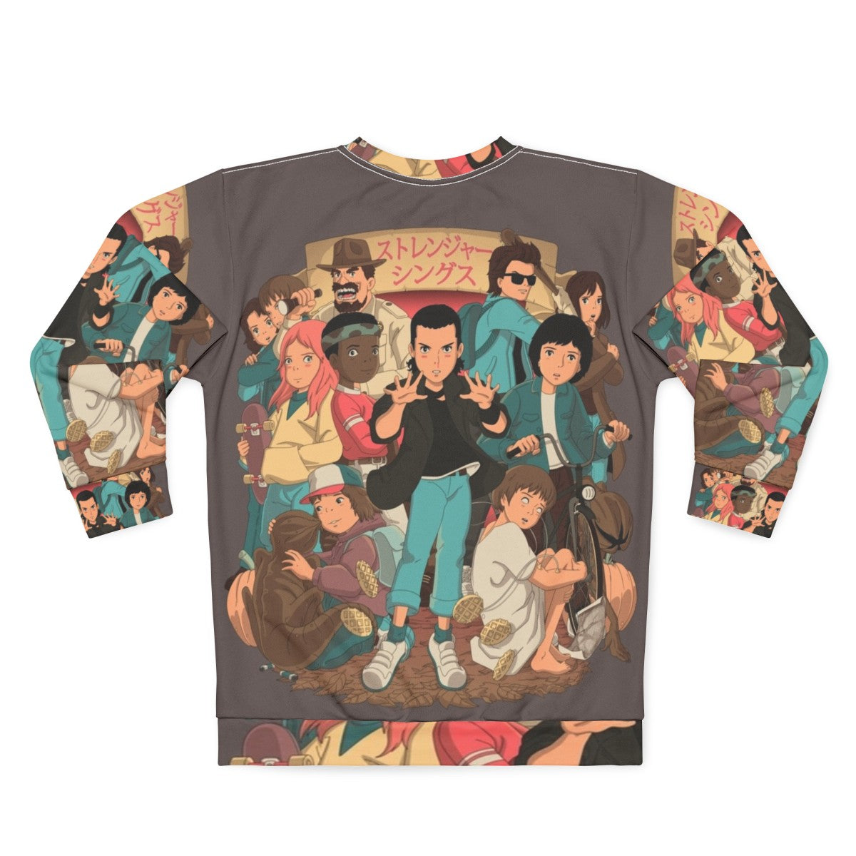 Stranger Things Anime 2 Sweatshirt featuring characters from the popular Netflix series - Back