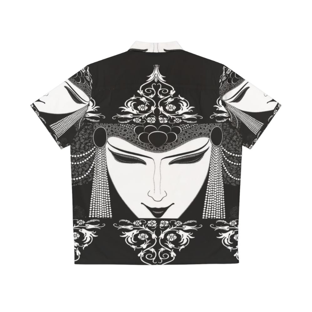 Dark magic Aubrey Beardsley inspired Hawaiian shirt with gothic art nouveau black and white illustrations - Back