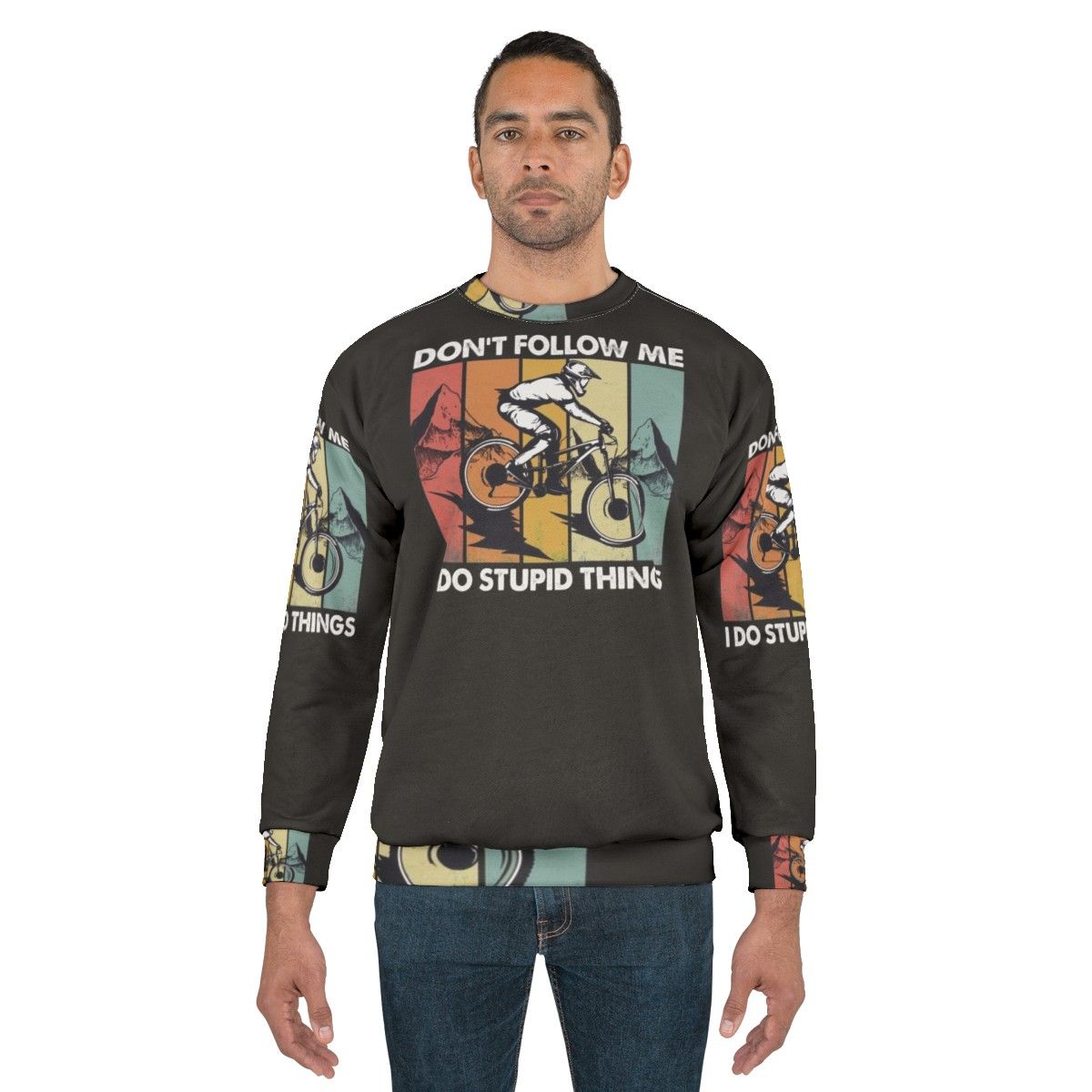 Downhill mountain biking sweatshirt with "I Do Stupid Things" design - men