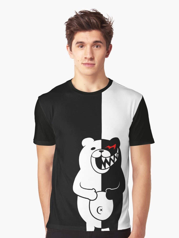 Danganronpa Monokuma Graphic T-Shirt featuring the iconic black and white bear character - Men