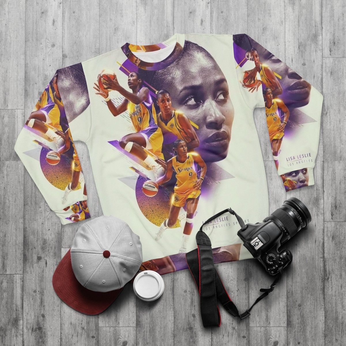 Lisa Leslie Women's Basketball Sweatshirt - flat lay