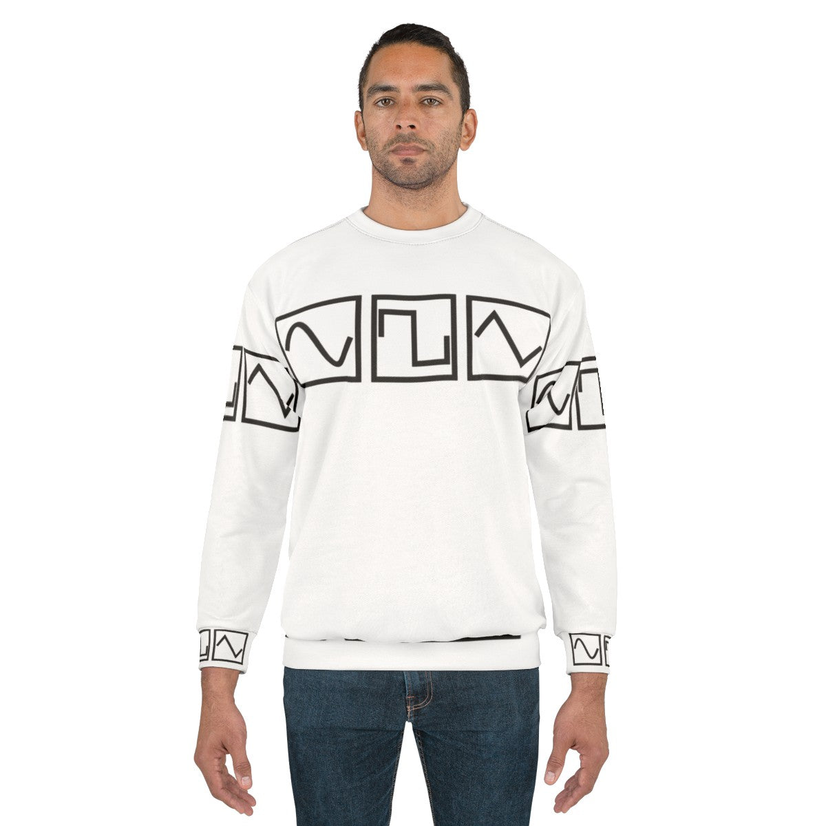 Sine square tri sweatshirt with electronic music waveform design - men