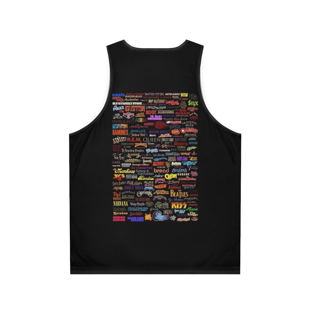 Vintage rock bands poster design on a unisex tank top - Back