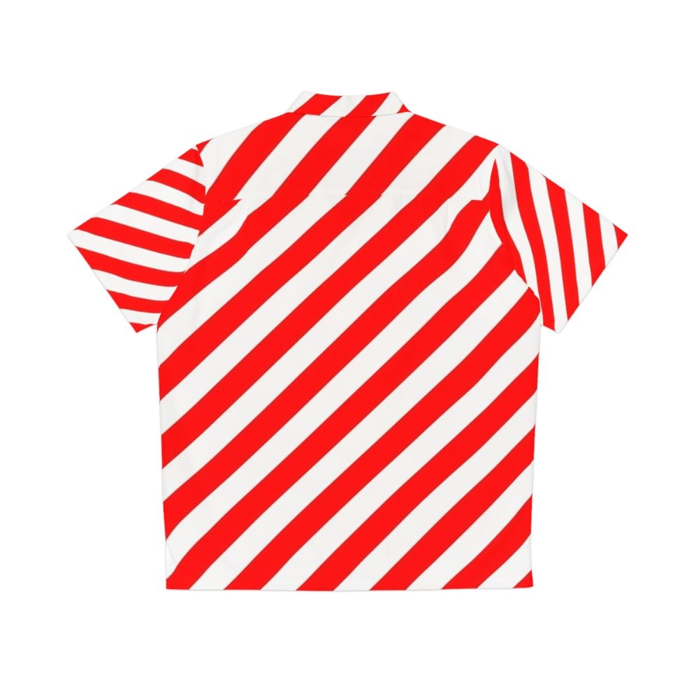 Red and white diagonal stripes pattern on a hawaiian shirt - Back