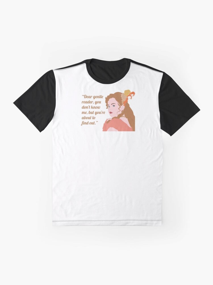 "Dear Gentle Reader, You Don't Know Me" Bridgerton Netflix Graphic T-Shirt featuring Penelope Featherington - Flat lay