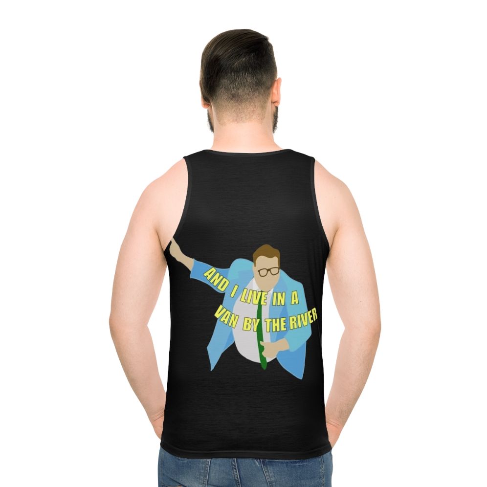 Unisex Chris Farley "I Live In A Van By The River" Tank Top - men back