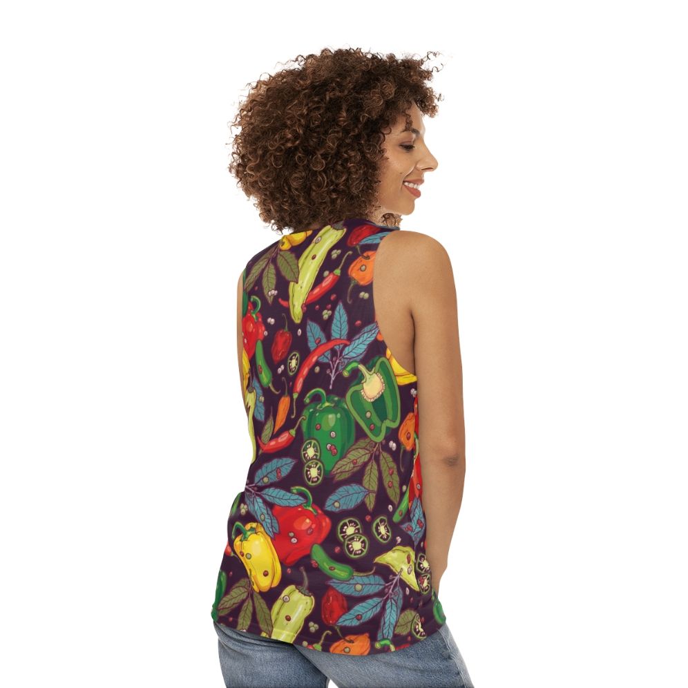 Spicy chili pepper vegetable unisex tank top - women back