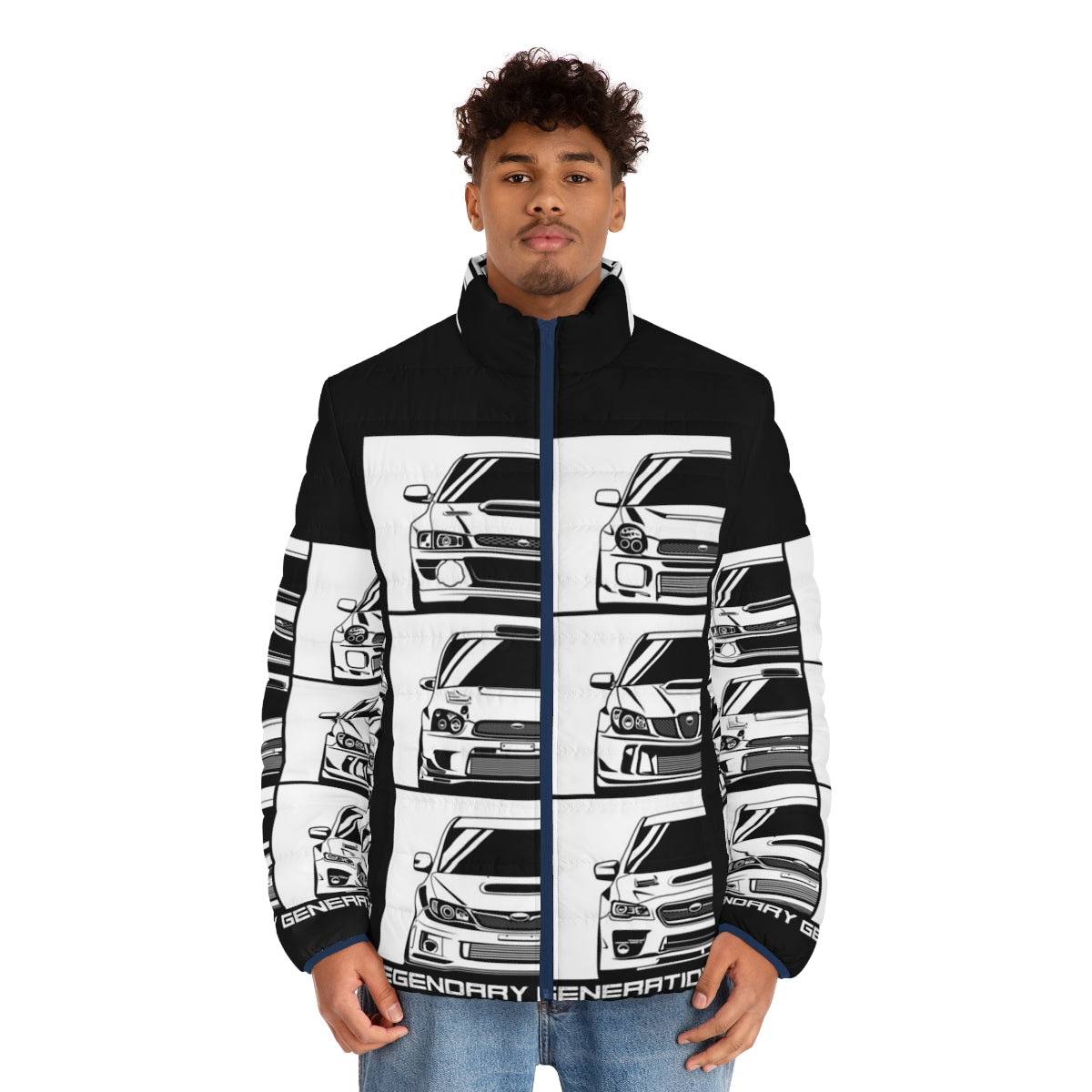 Impreza Generations Puffer Jacket with car graphics - men front