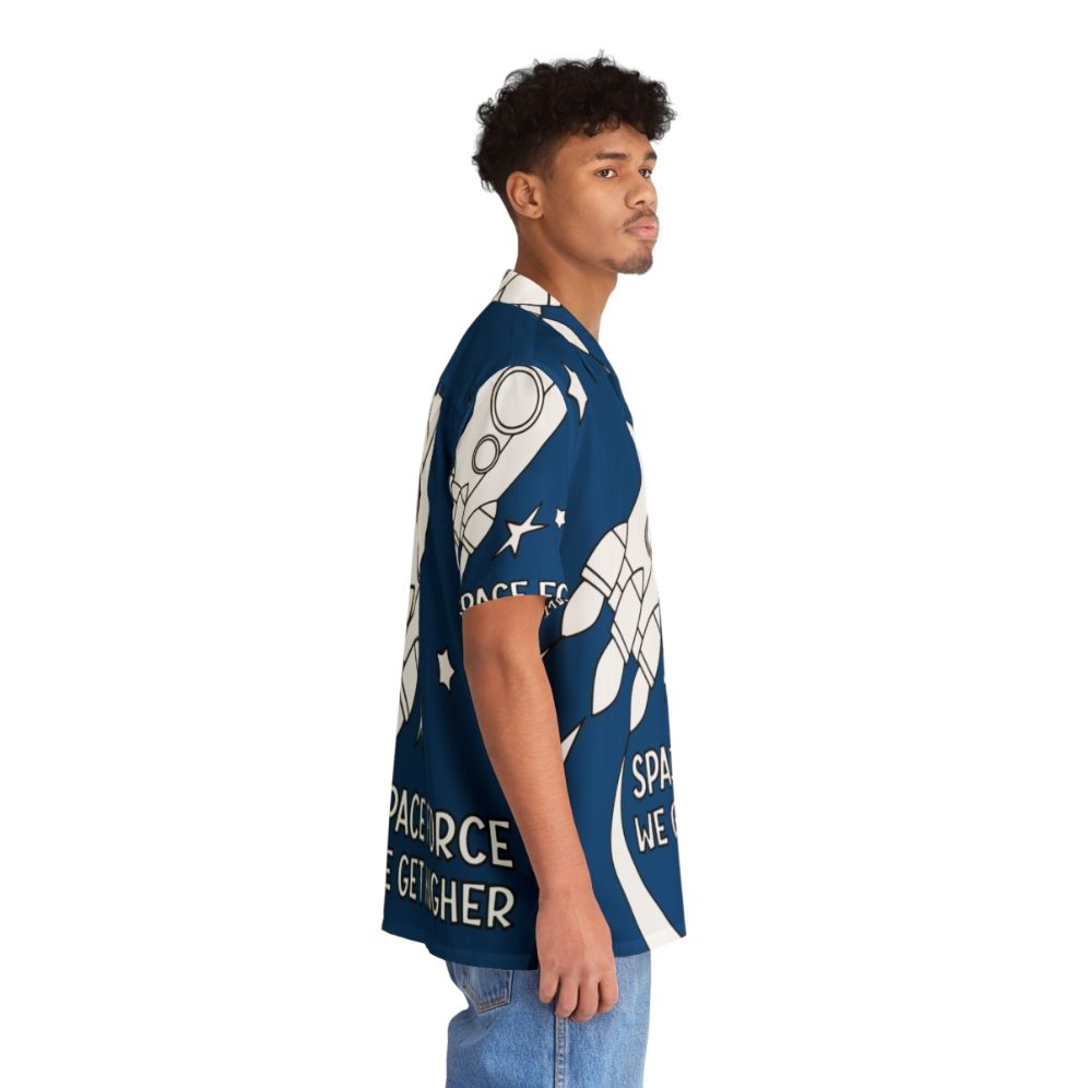 Stranger Things Space Force Hawaiian Shirt with Outer Space and Sci-Fi Design - People Pight