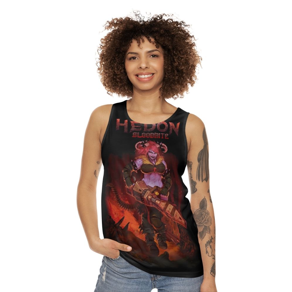 Fantasy gaming character demon retro splash unisex tank top - women