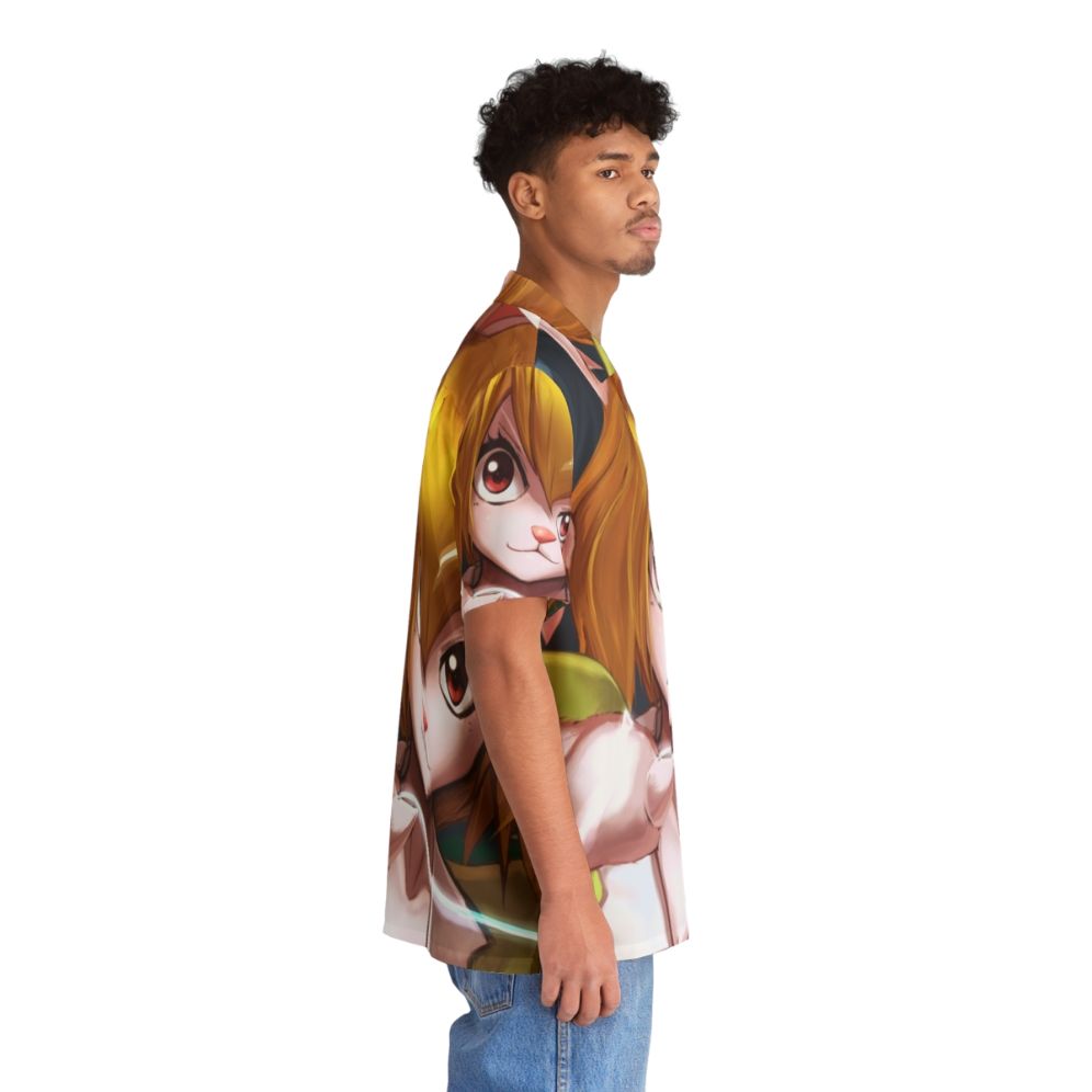 Carrot Hawaiian Shirt featuring an anime girl and bunnies - People Pight