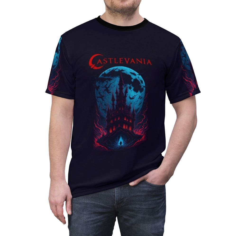 Castlevania inspired t-shirt featuring characters from the Netflix series - men front