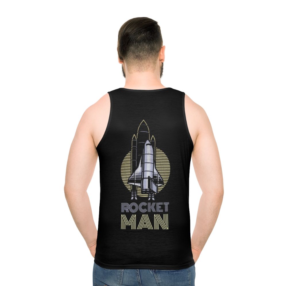 Retro Elton John "Rocket Man" Unisex Tank Top - men back