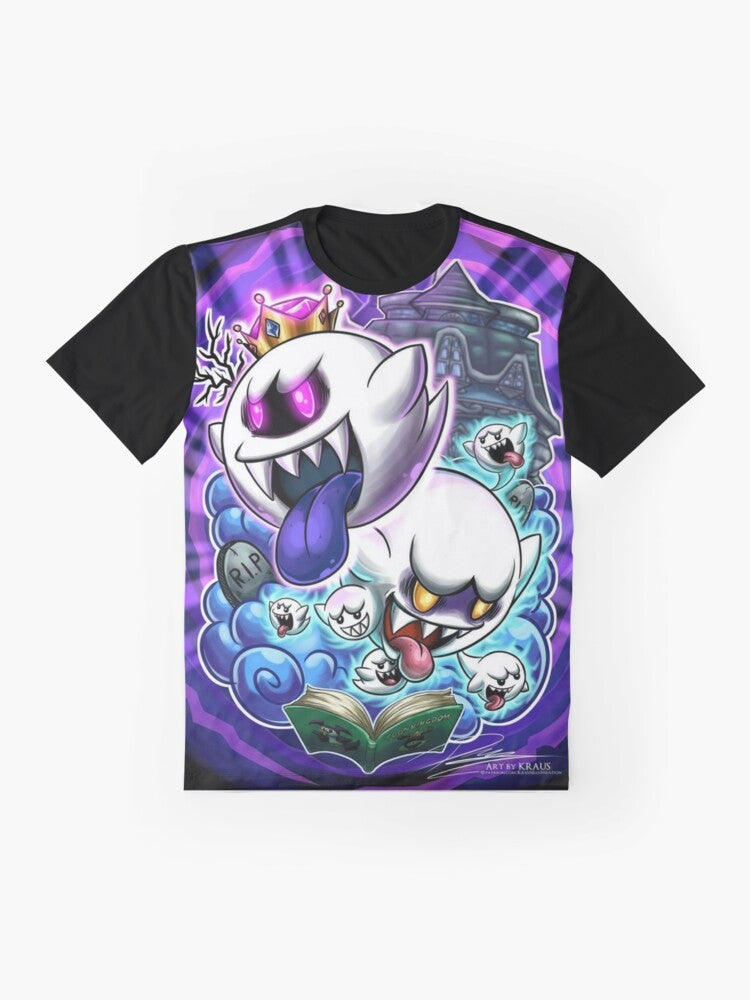 Graphic t-shirt featuring King Boo and Boolosus from the Toon Boos series by Kraus-Illustration on DeviantArt - Flat lay