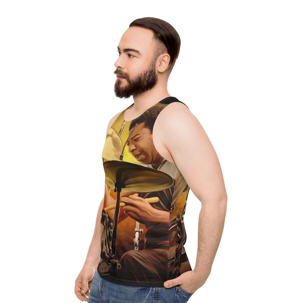 Unisex tank top honoring jazz drummer Tony Williams - men side