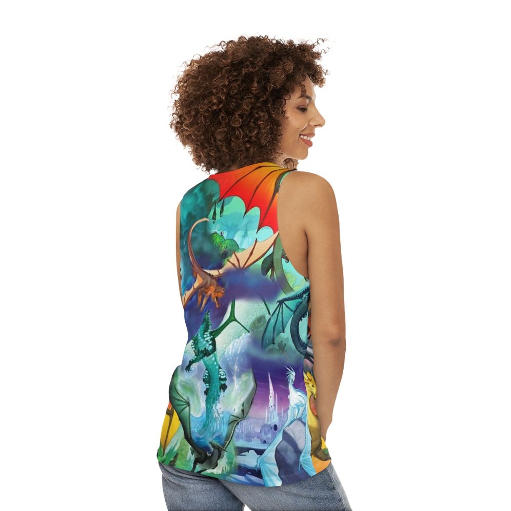 Dragon pattern unisex tank top with Wings of Fire characters - women back