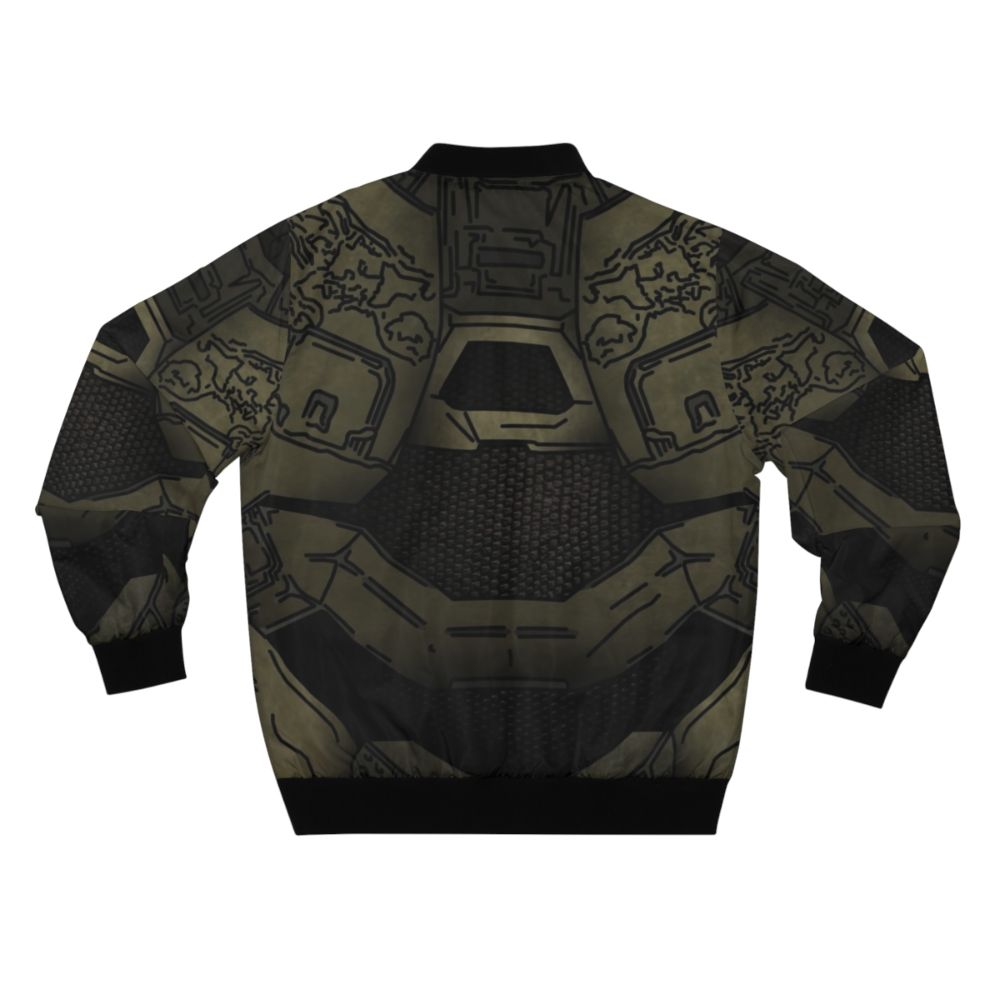 Master Chief Halo Gaming Bomber Jacket featuring the iconic green armor design - Back